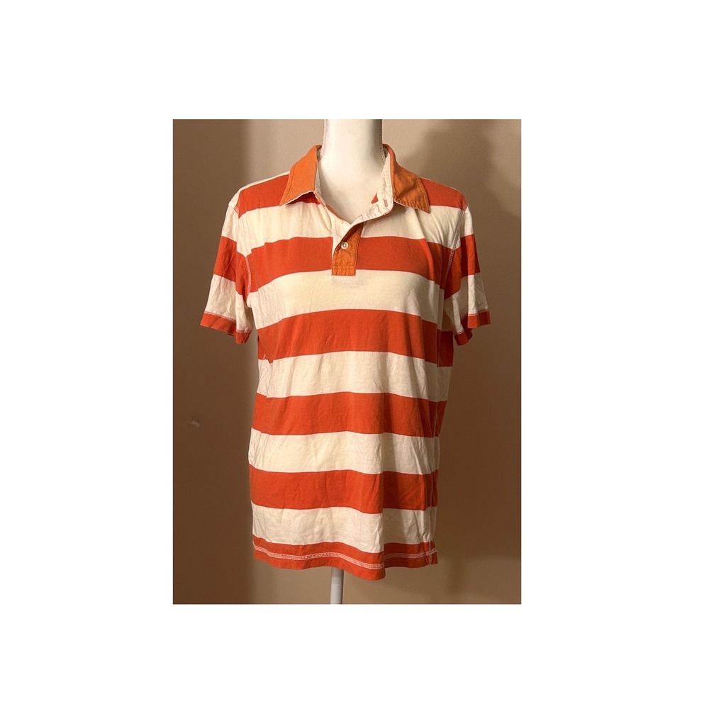 Gap Polo Shirt 100% Cotton Medium Orange Cream Excellent Preppy Casual